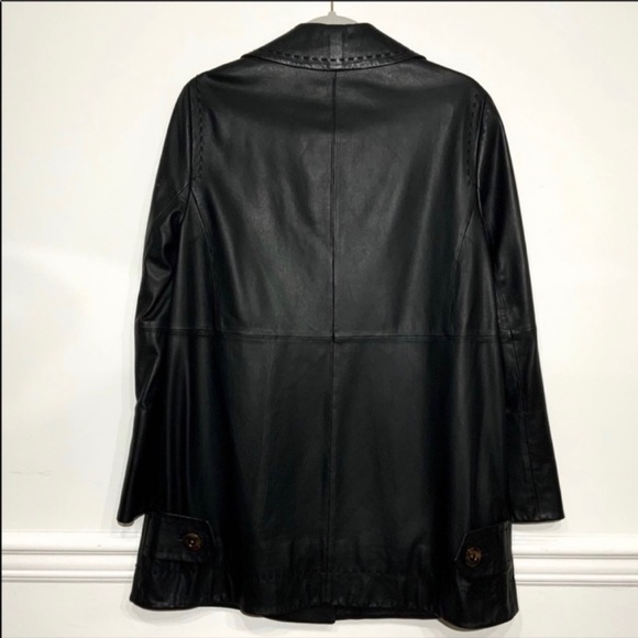 WORTH BLACK LEATHER COAT SZ XS - Picture 10 of 17
